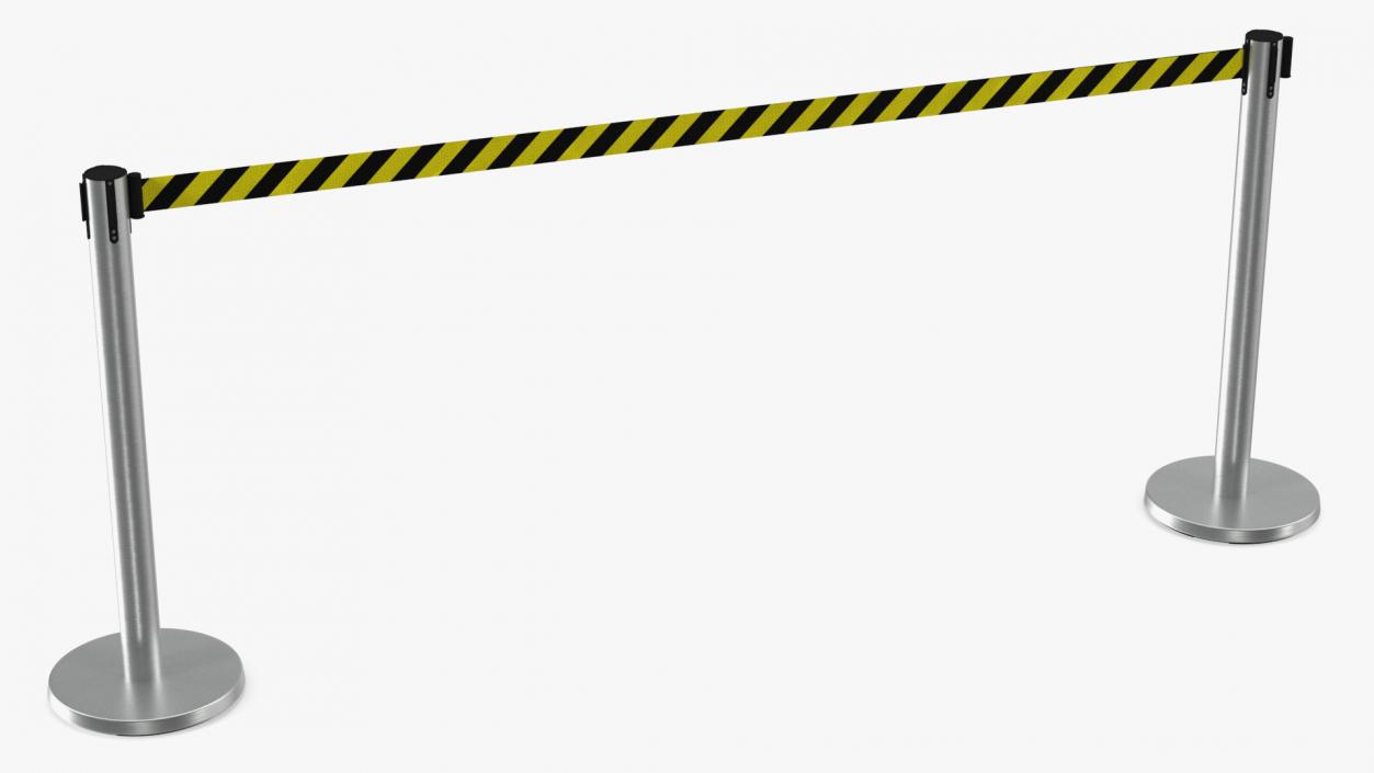 Barrier Stanchion with Yellow Belt 3D model