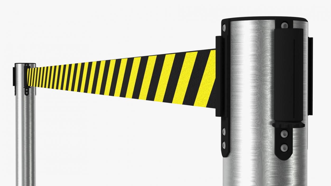 Barrier Stanchion with Yellow Belt 3D model