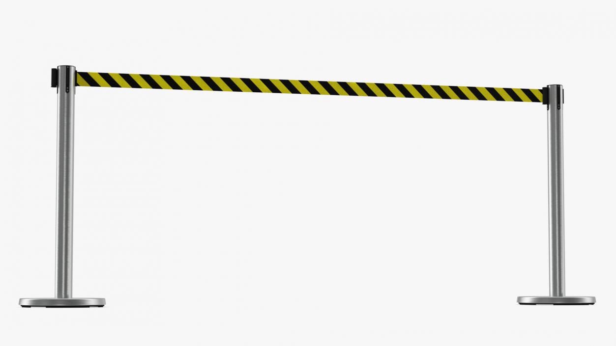 Barrier Stanchion with Yellow Belt 3D model