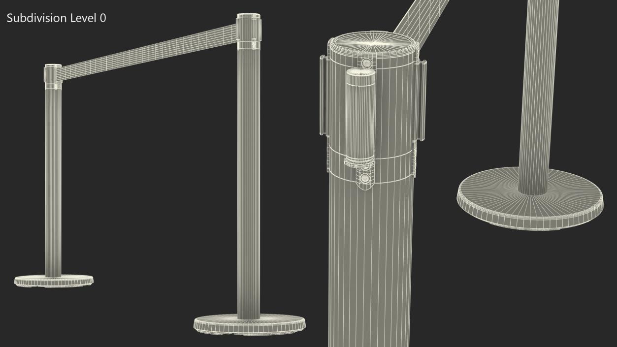 Barrier Stanchion with Yellow Belt 3D model