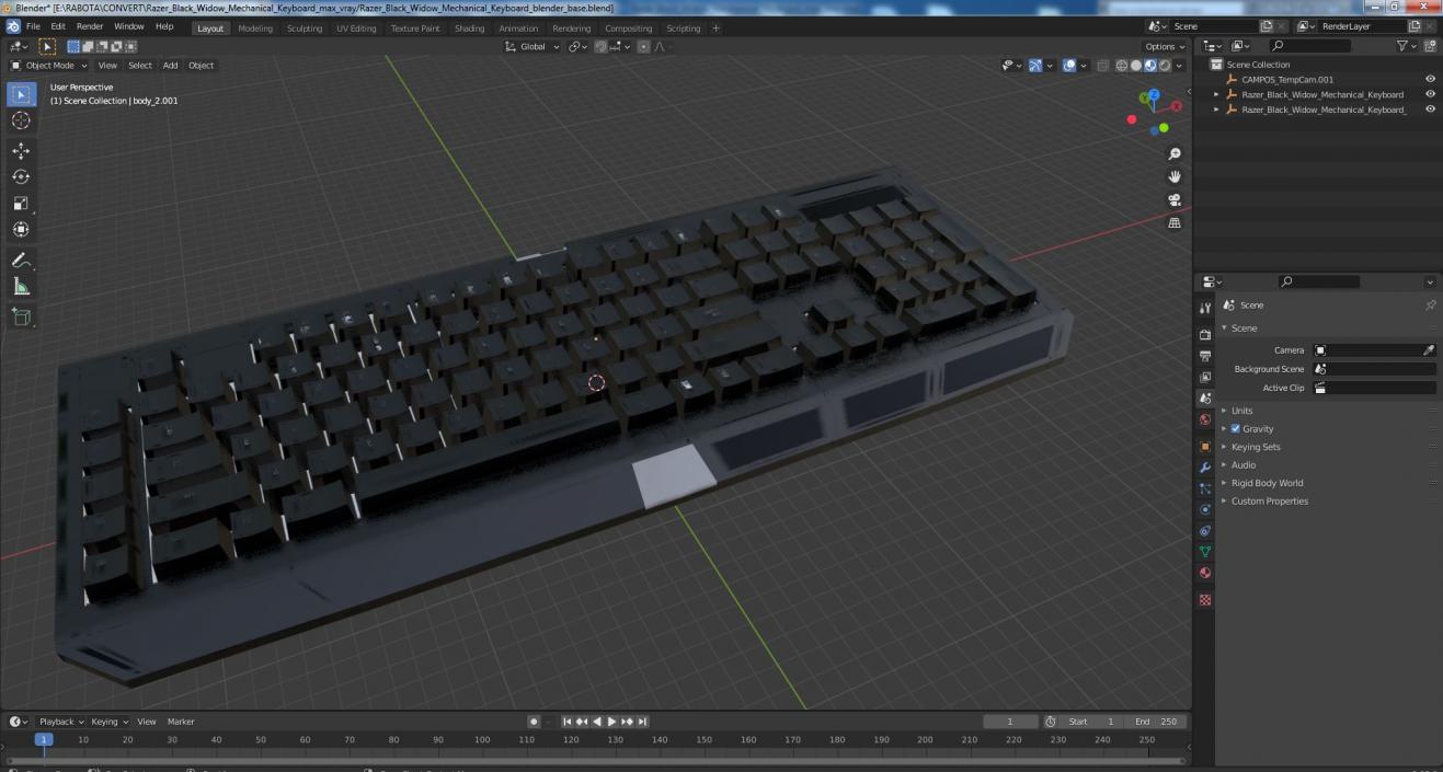 Razer Black Widow Mechanical Keyboard 2 3D model