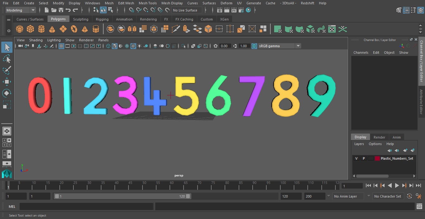Plastic Numbers Set 3D model
