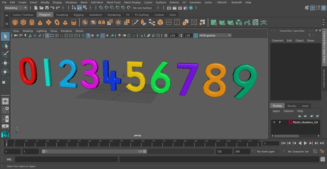 Plastic Numbers Set 3D model