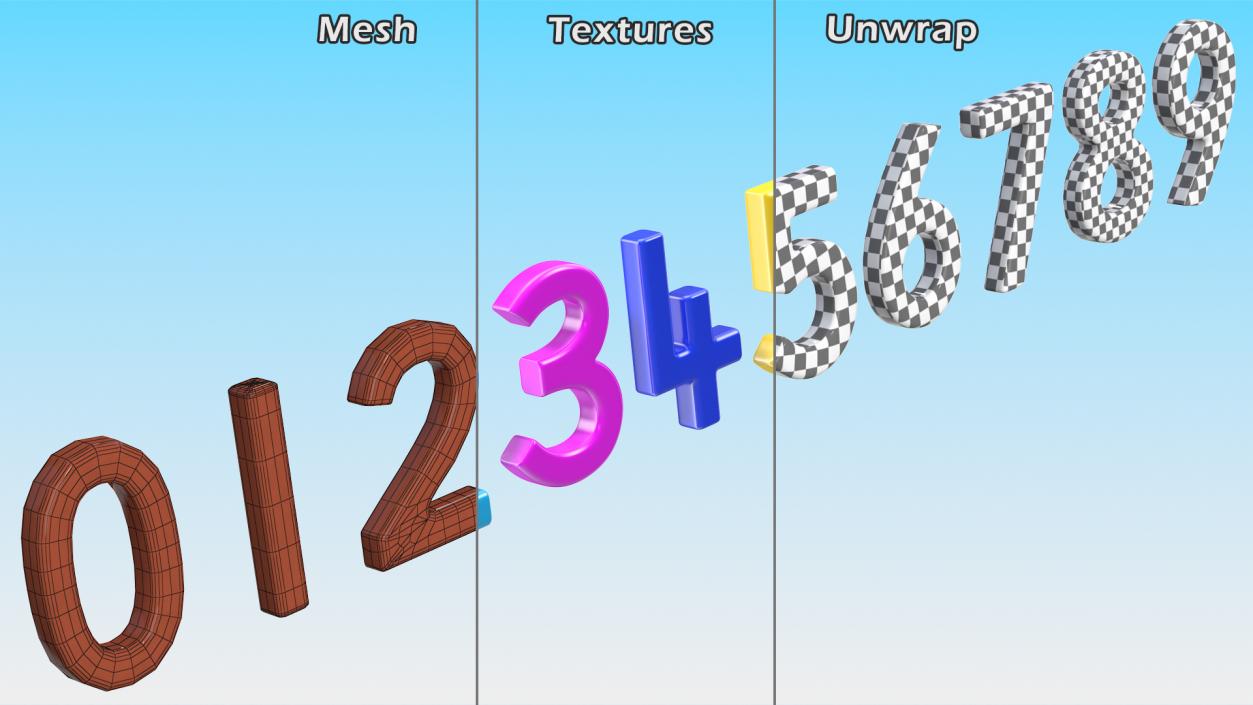 Plastic Numbers Set 3D model