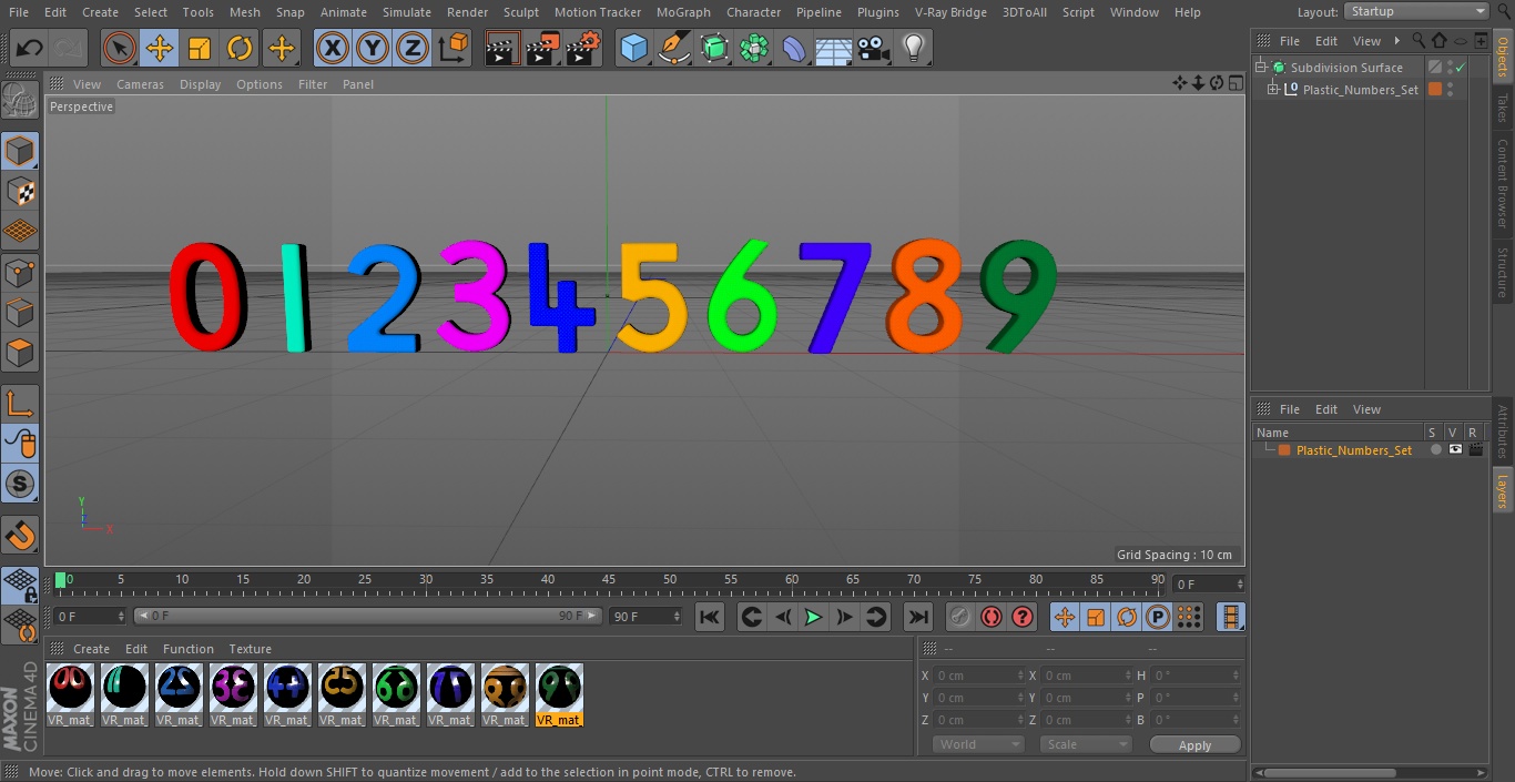 Plastic Numbers Set 3D model