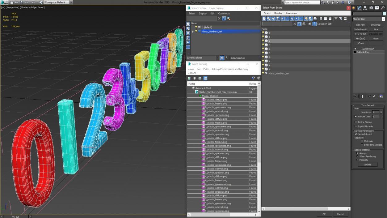 Plastic Numbers Set 3D model