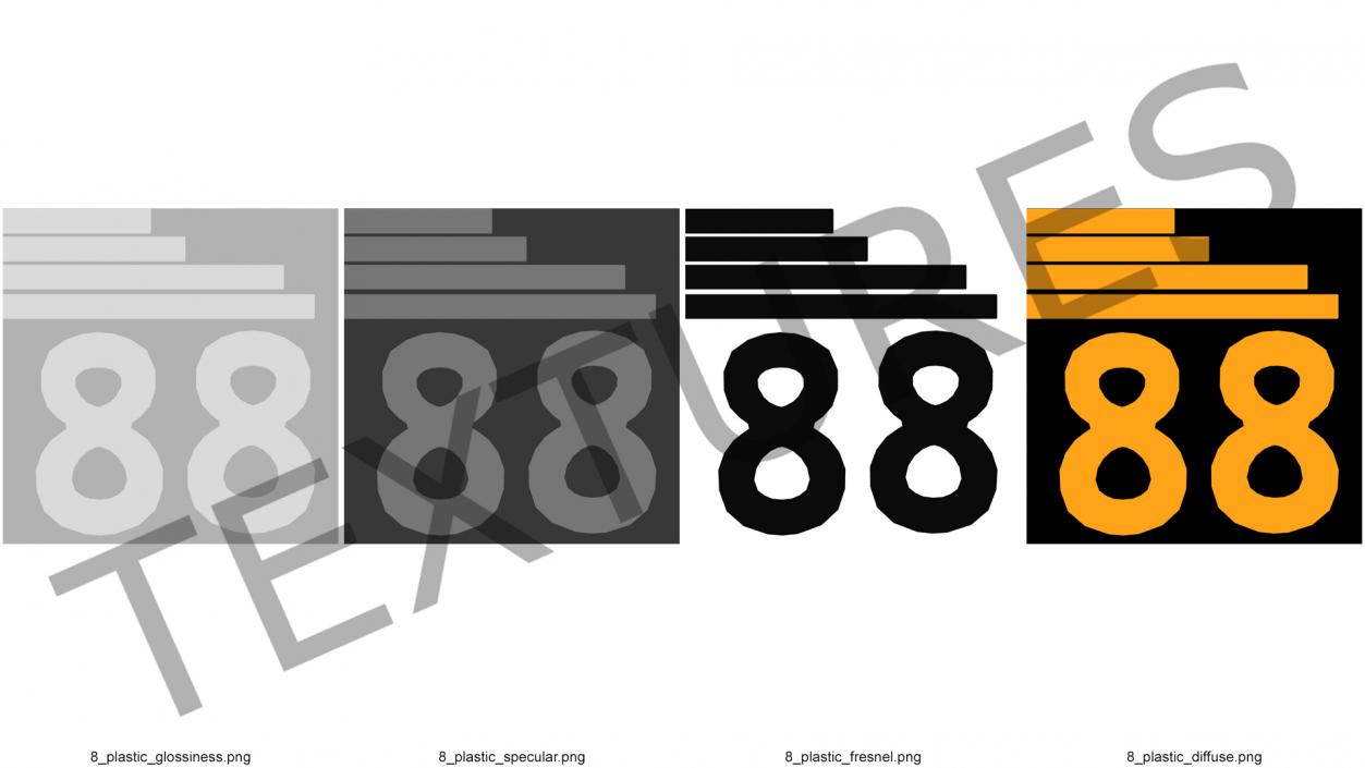 Plastic Numbers Set 3D model