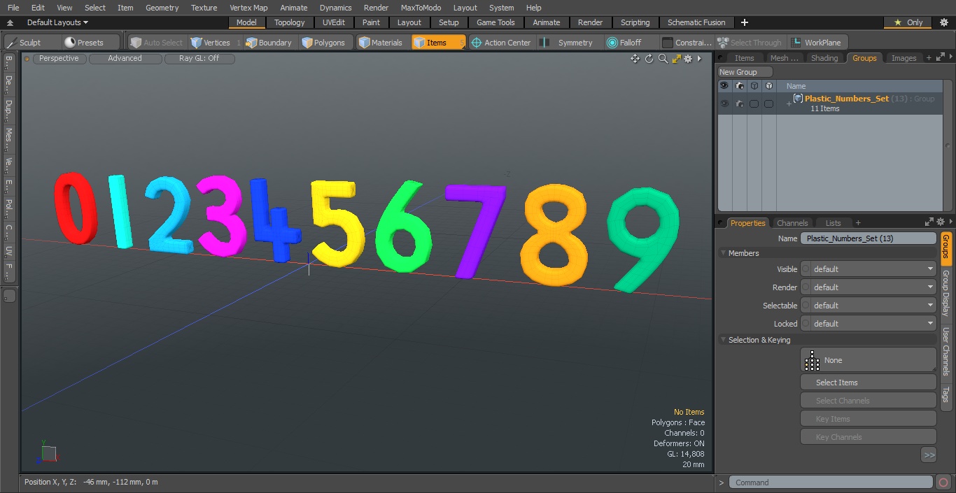 Plastic Numbers Set 3D model