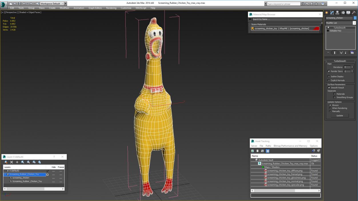 3D Screaming Rubber Chicken Toy model