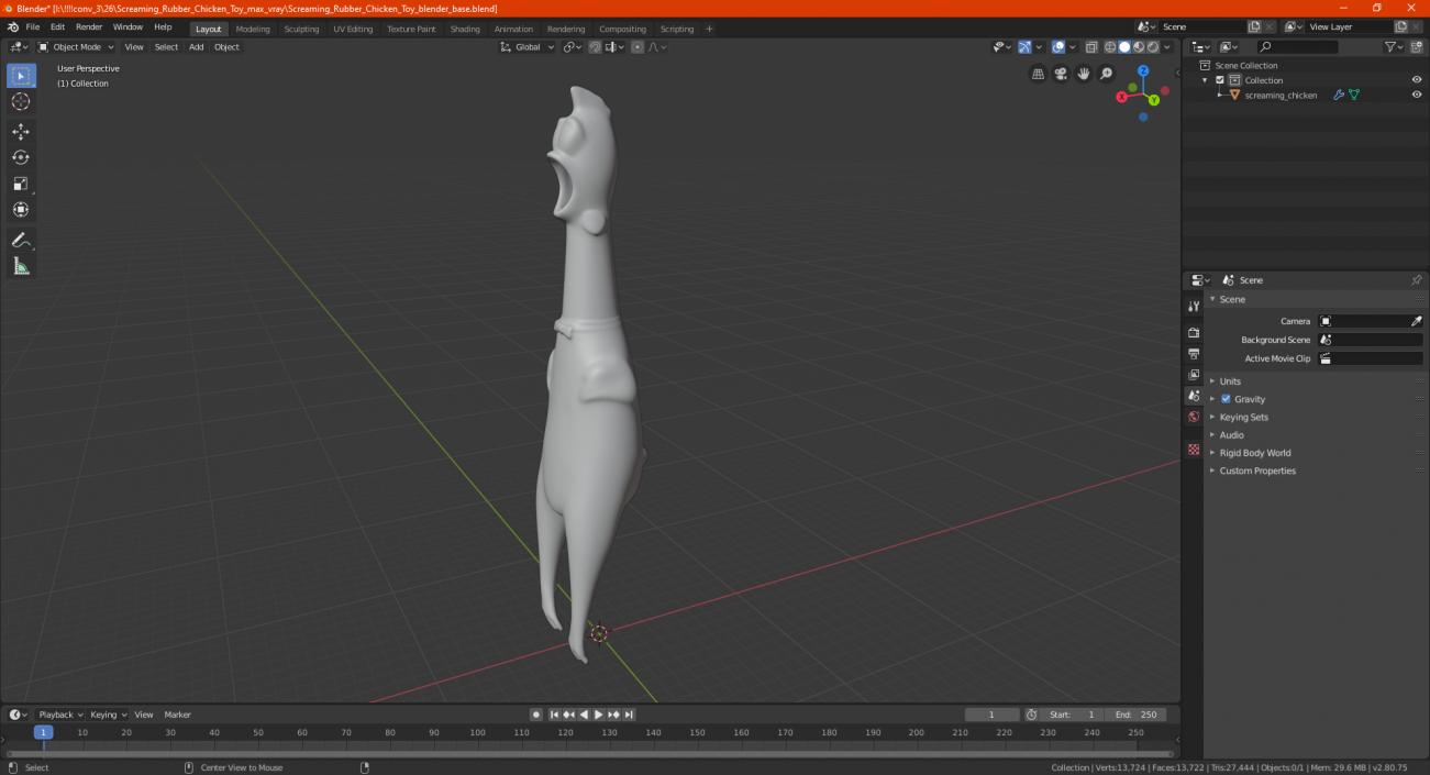 3D Screaming Rubber Chicken Toy model