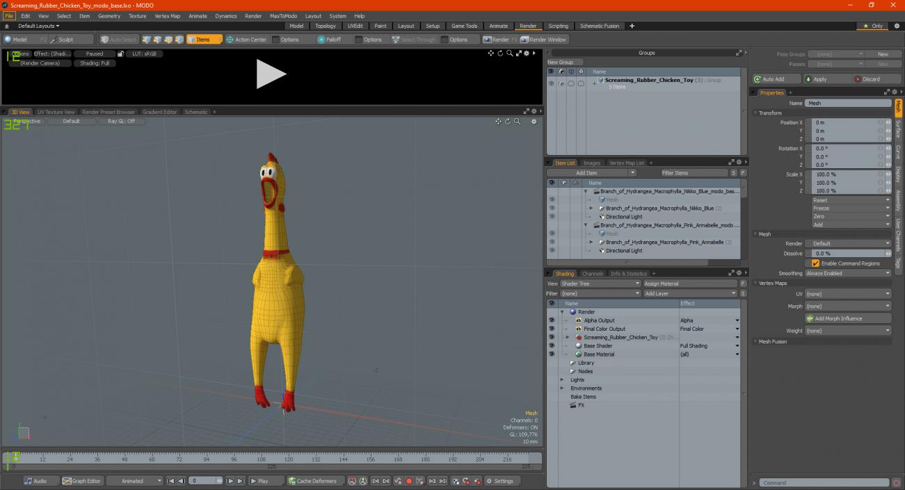 3D Screaming Rubber Chicken Toy model