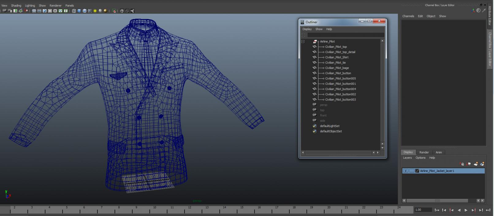 3D model Airline Pilot Jacket