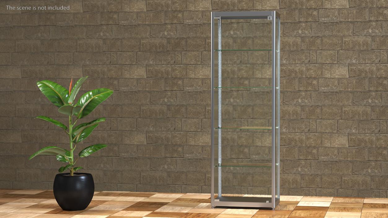 3D model Glass Display Case Wide Silver