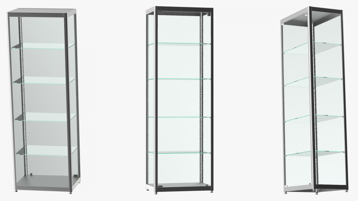 3D model Glass Display Case Wide Silver