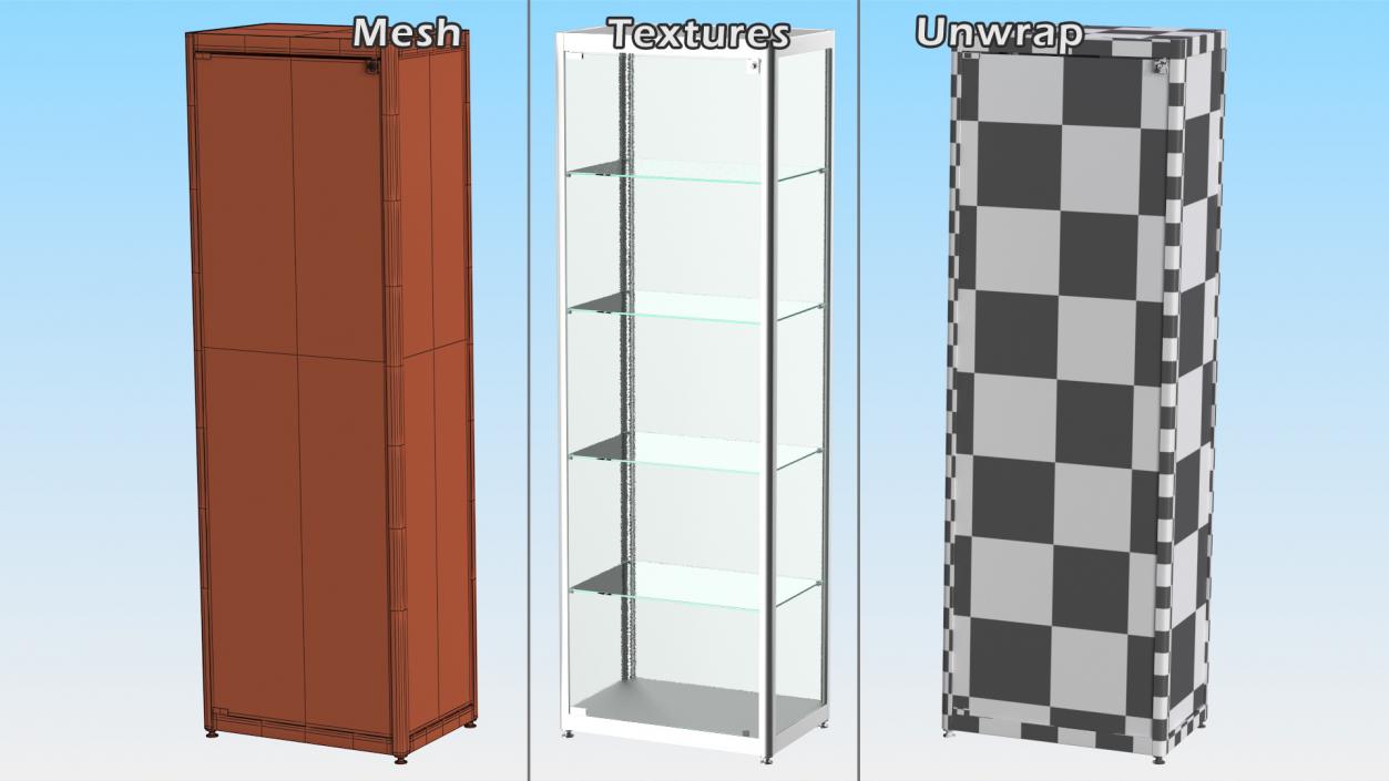 3D model Glass Display Case Wide Silver