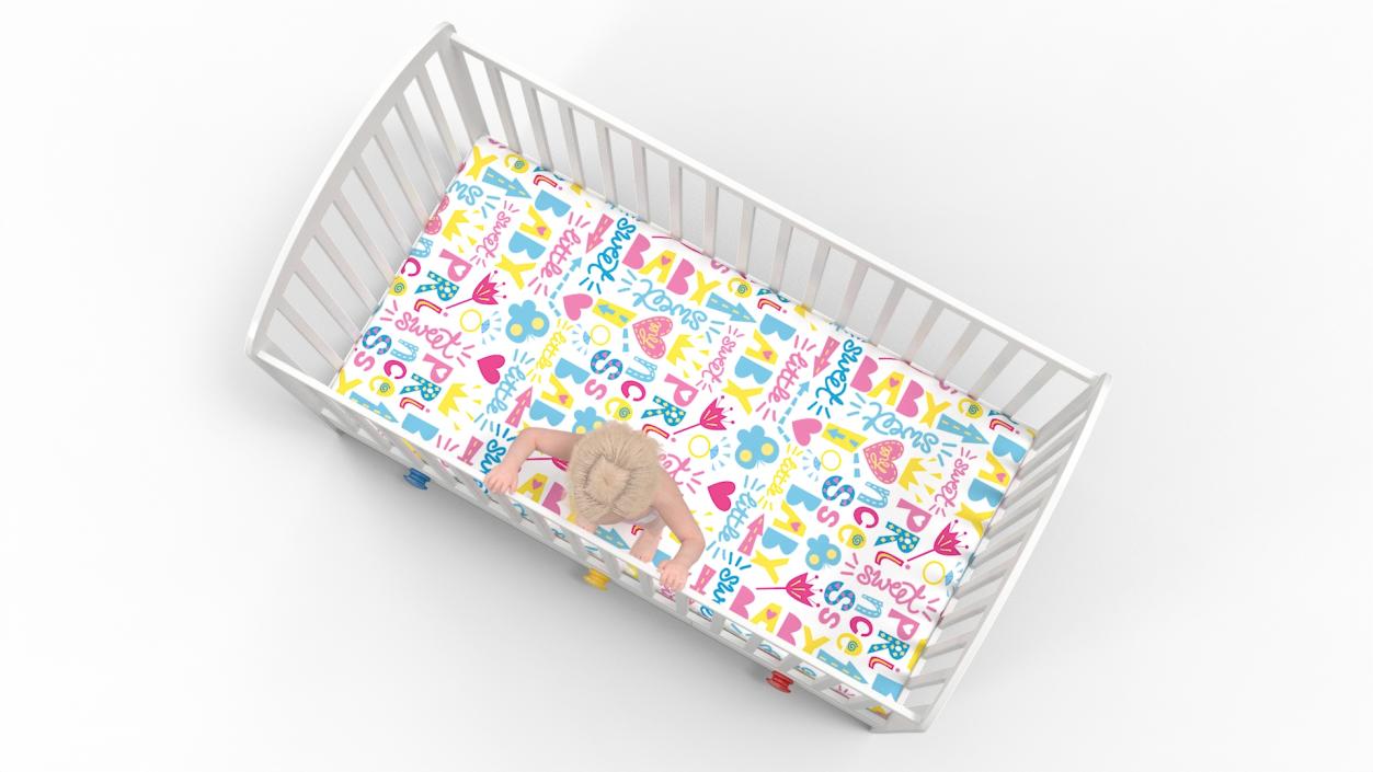 3D Toddler Girl in Bed Standing model