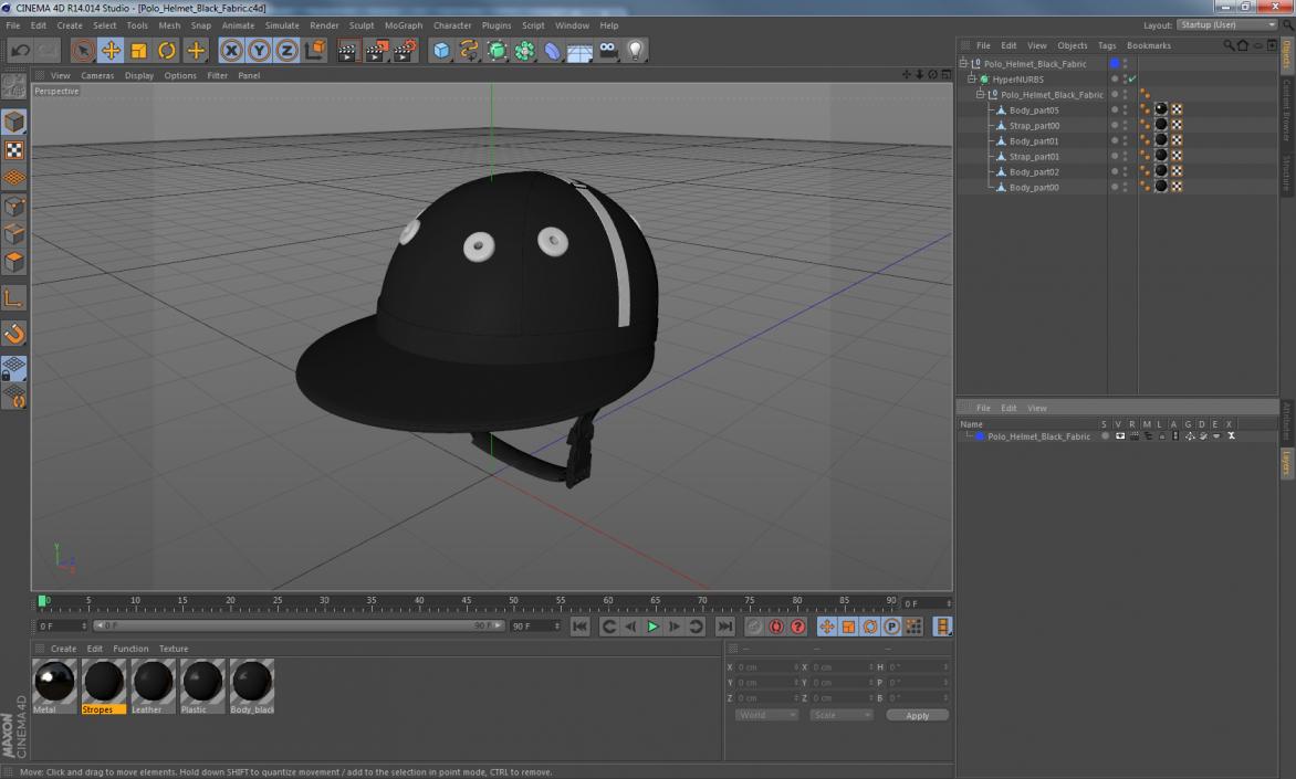 Polo Helmet Black Fabric 3D model