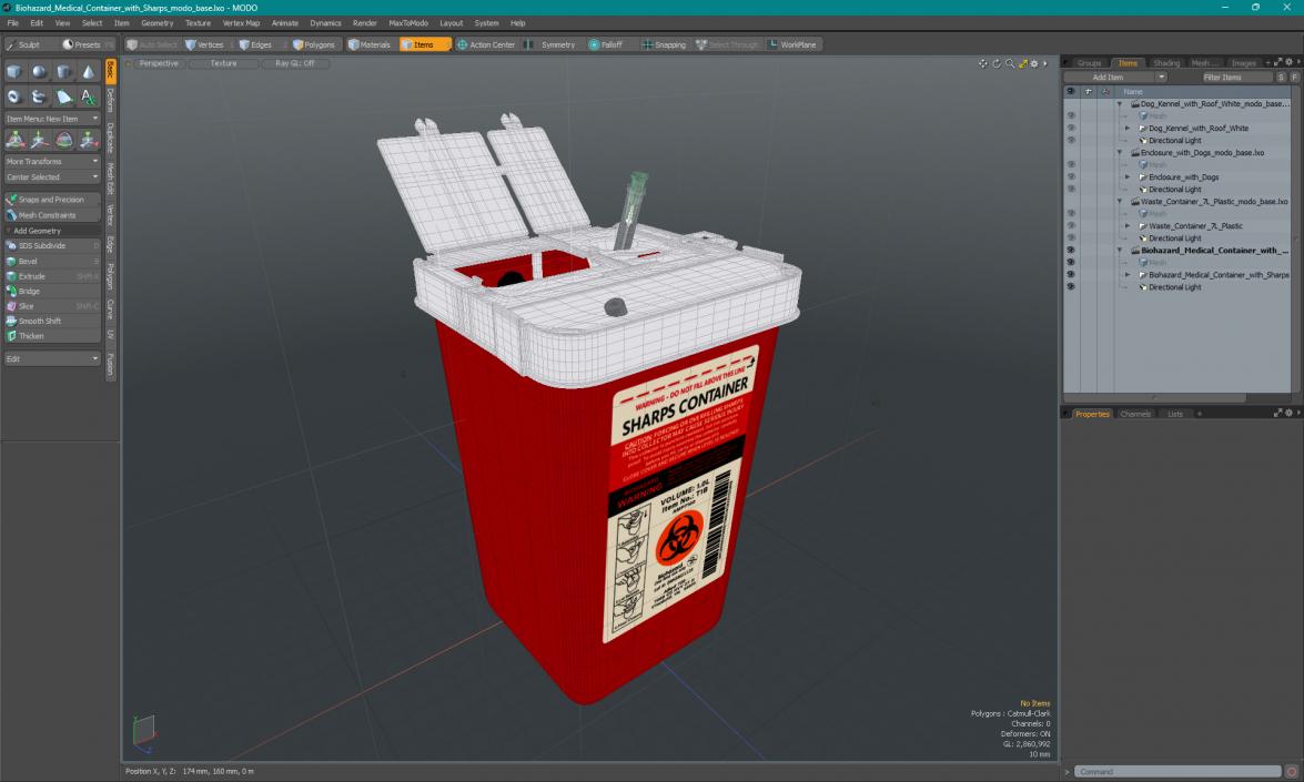 Biohazard Medical Container with Sharps 3D model