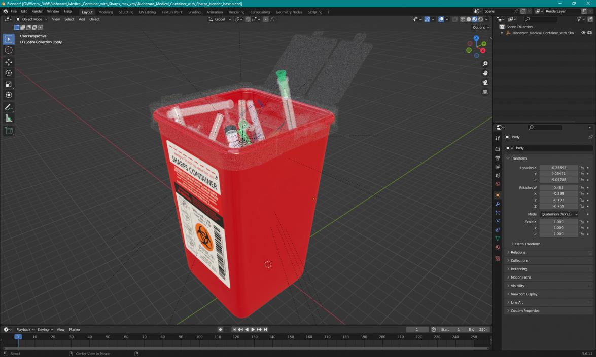 Biohazard Medical Container with Sharps 3D model