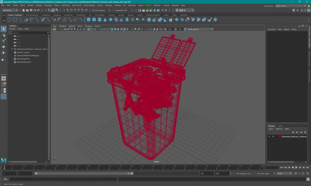 Biohazard Medical Container with Sharps 3D model