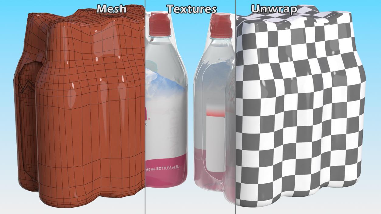 Evian Mineral Water 750ml 6 Bottle Pack 3D model