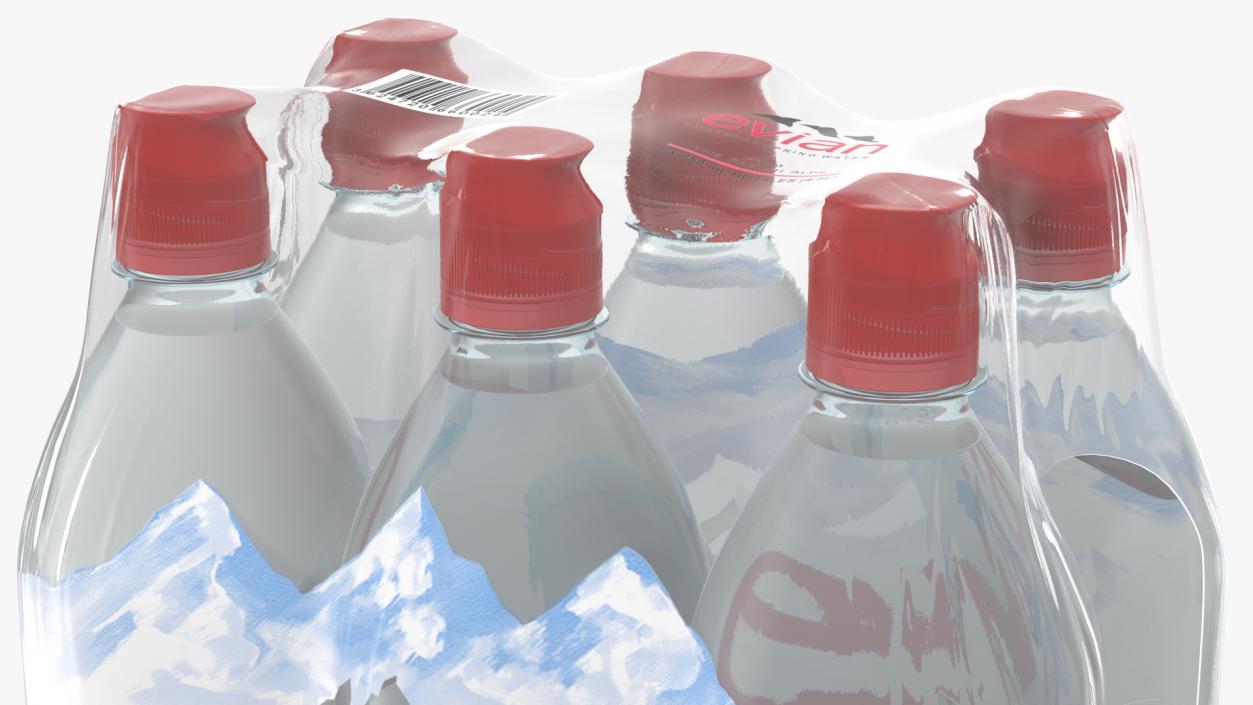 Evian Mineral Water 750ml 6 Bottle Pack 3D model