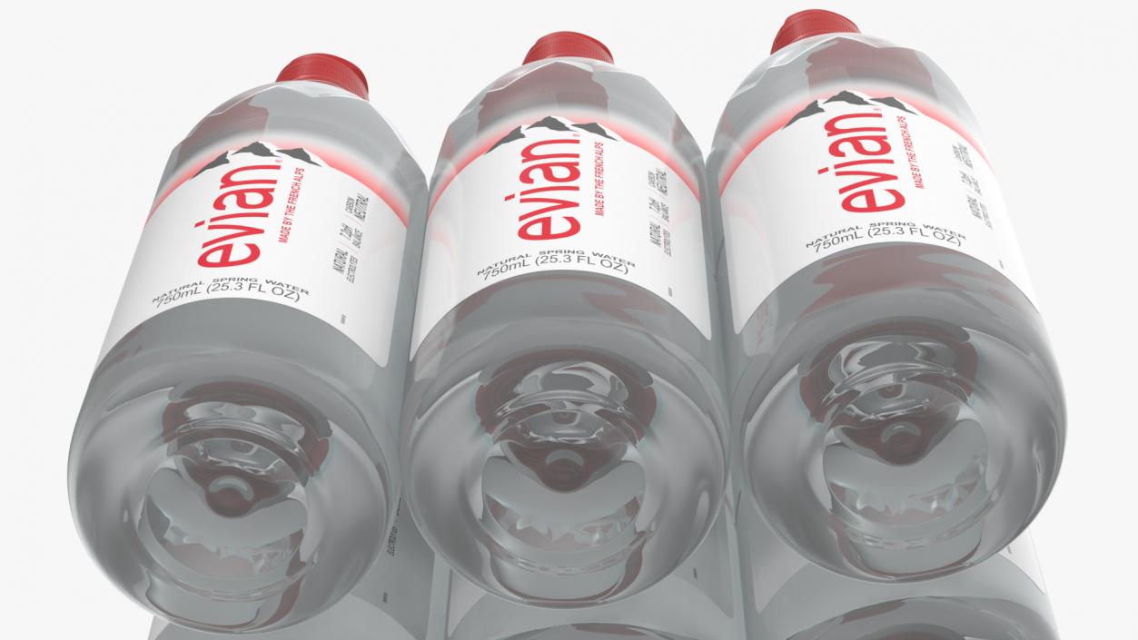 Evian Mineral Water 750ml 6 Bottle Pack 3D model