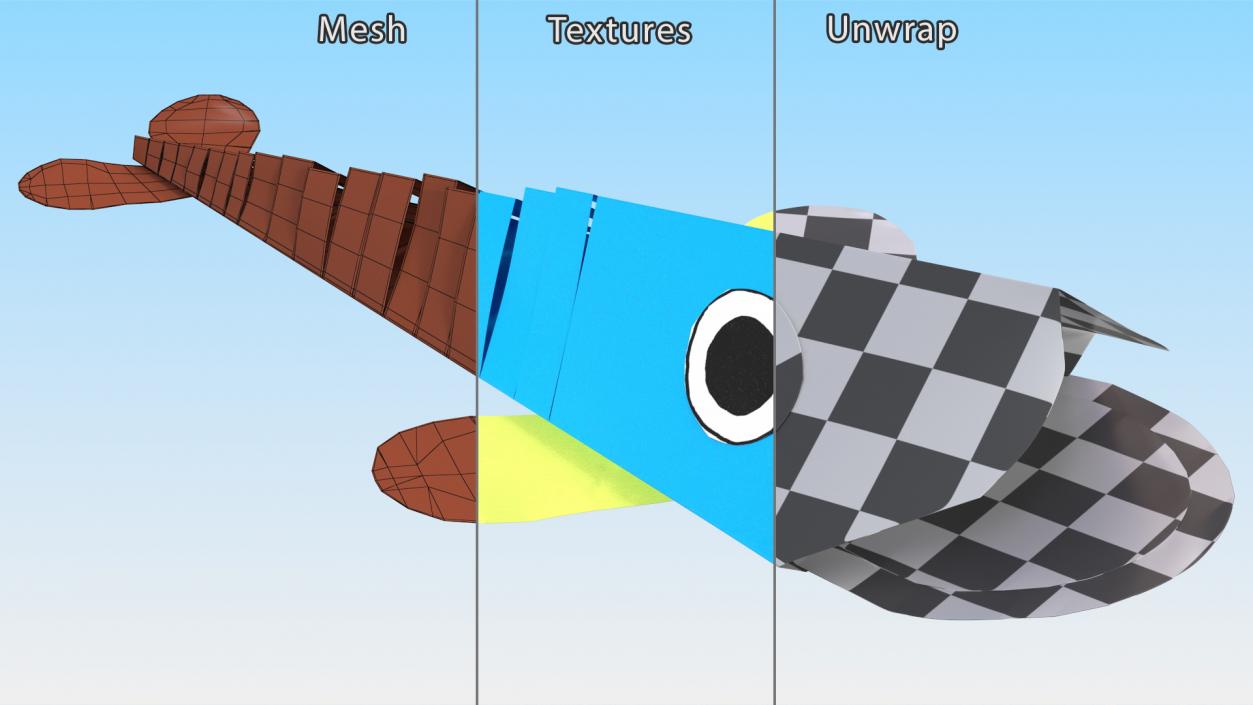 3D model Craft Paper Toy Fish