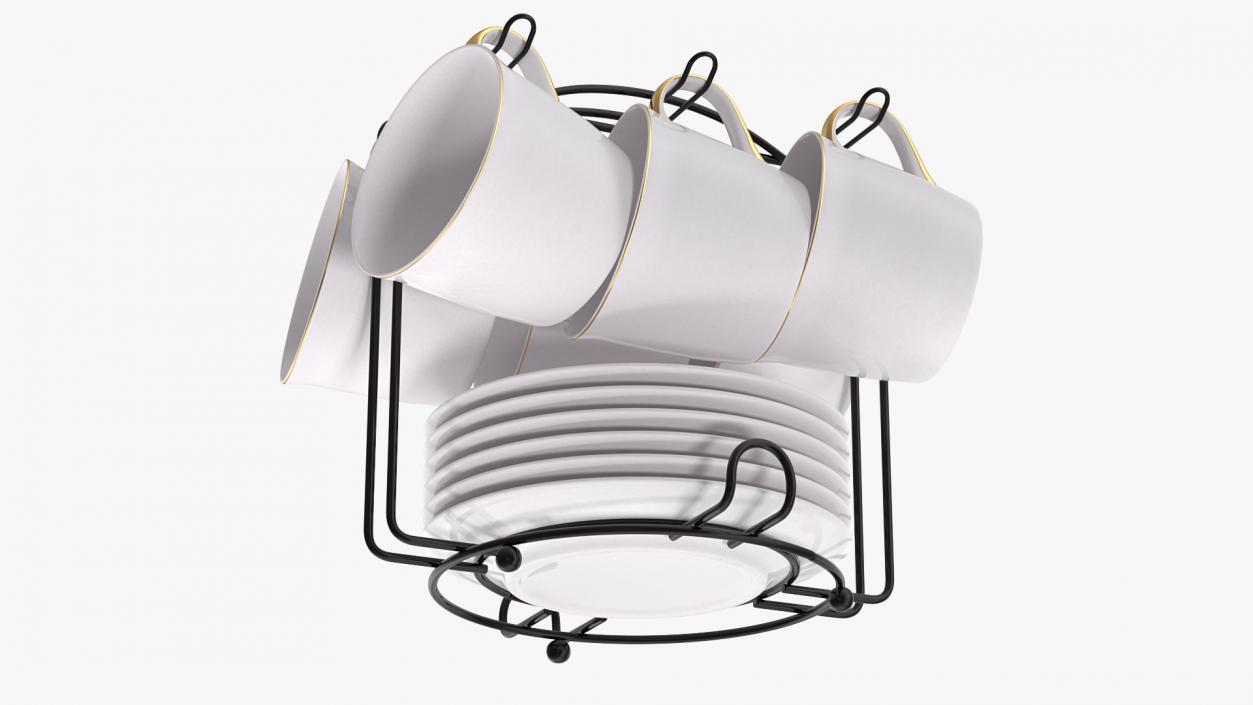 Stainless Steel Coffee Cup Holder Set 3D