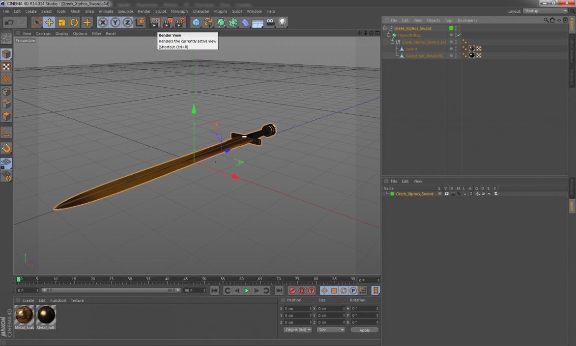 3D Greek Xiphos Sword model