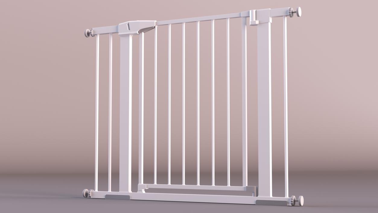 Metal Baby Gate with White Plastic Pattern 3D