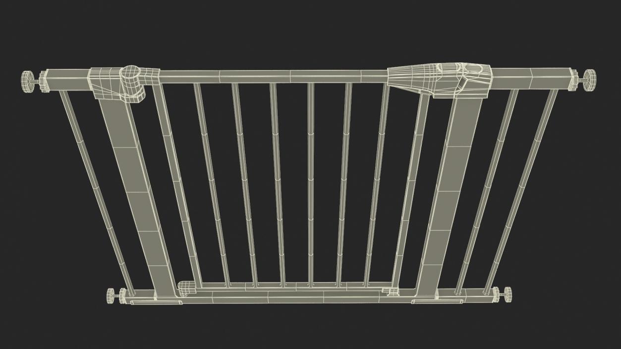 Metal Baby Gate with White Plastic Pattern 3D