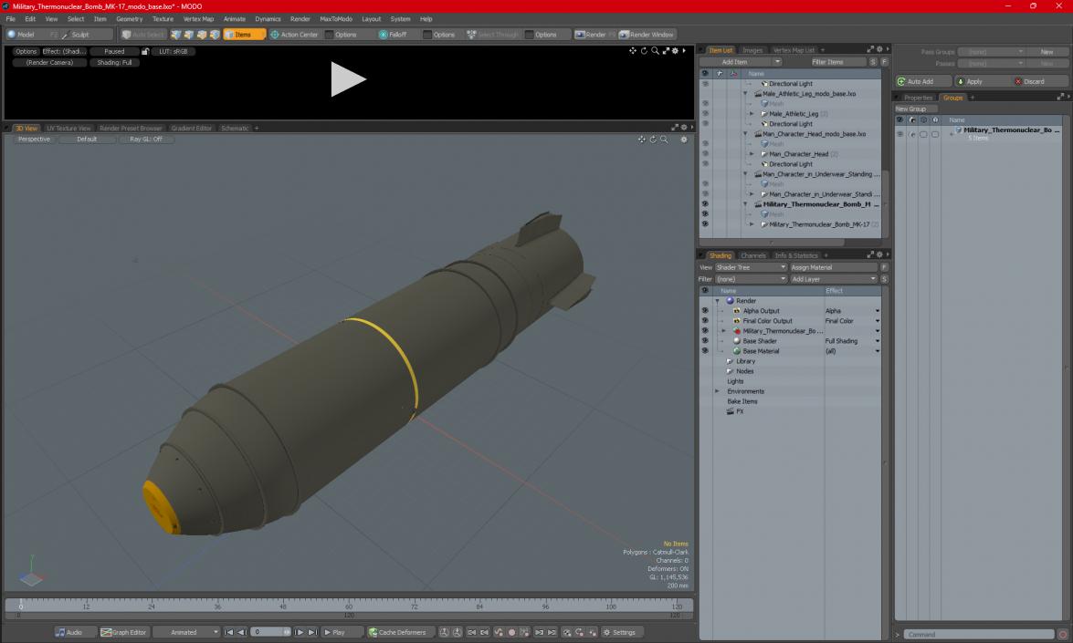 3D Military Thermonuclear Bomb MK-17 model