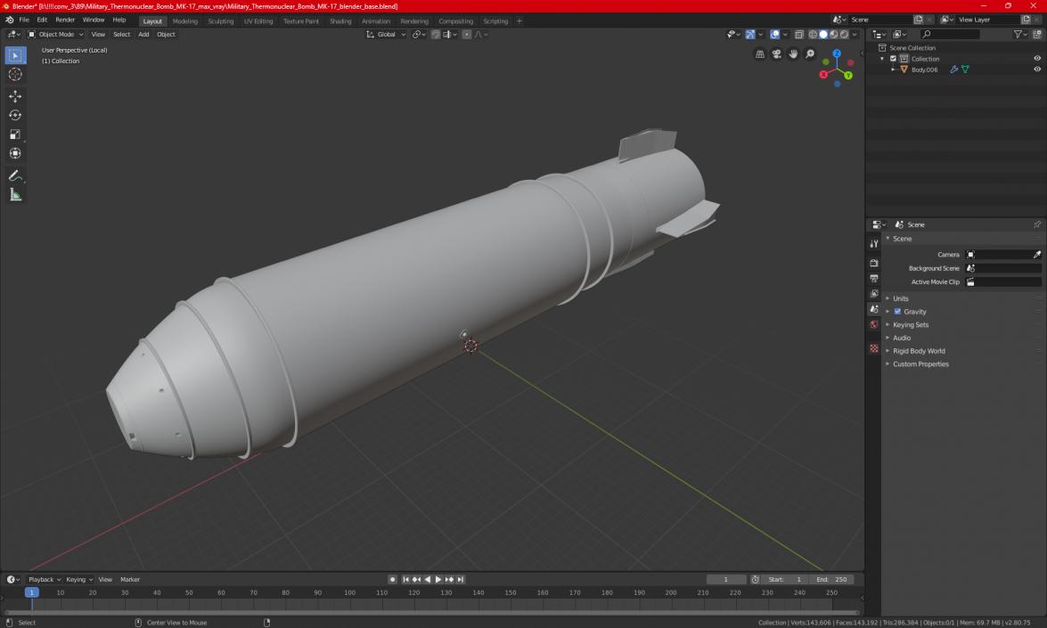 3D Military Thermonuclear Bomb MK-17 model