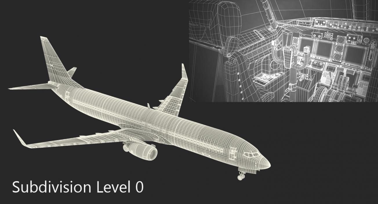 3D Boeing 737-900 with Interior Generic Rigged model