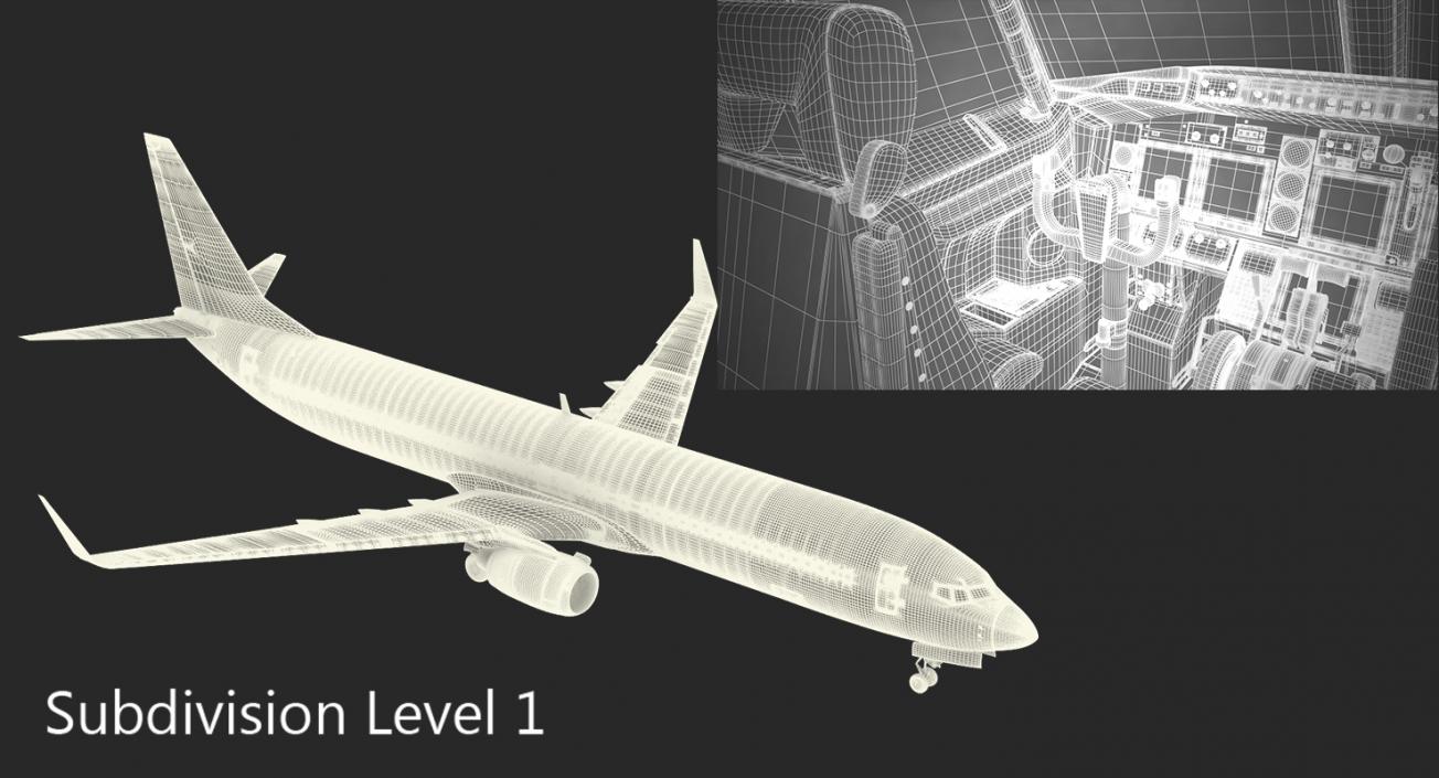 3D Boeing 737-900 with Interior Generic Rigged model