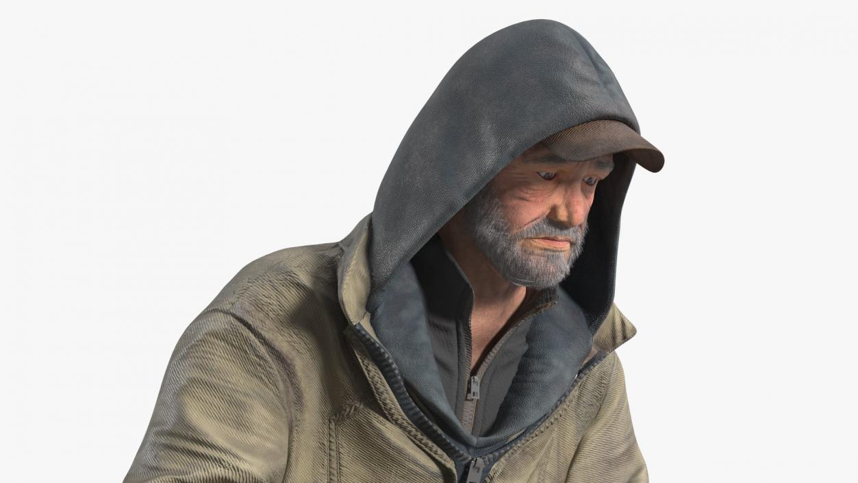 Seated Homeless Woman and Old Man Collection 3D model