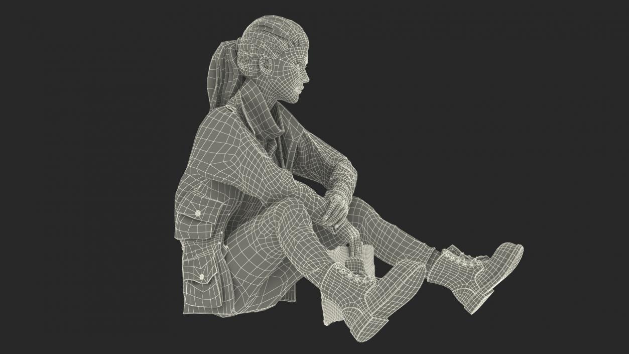 Seated Homeless Woman and Old Man Collection 3D model