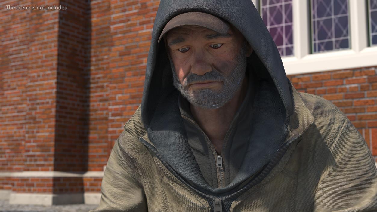 Seated Homeless Woman and Old Man Collection 3D model