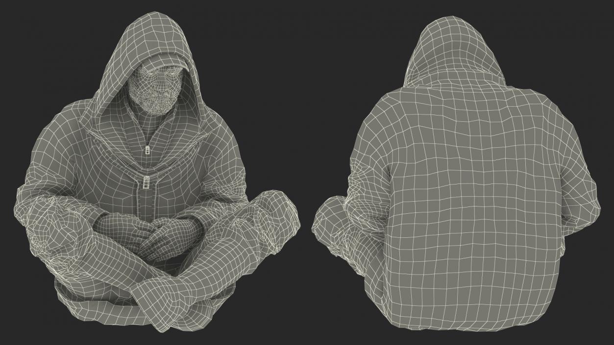 Seated Homeless Woman and Old Man Collection 3D model