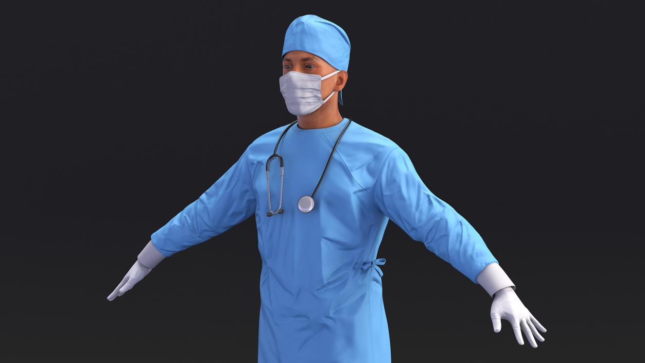 3D model Male Surgeon In Mask