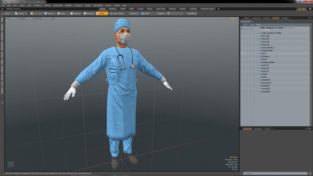 3D model Male Surgeon In Mask