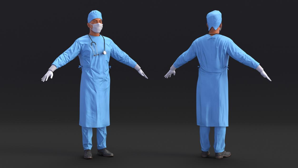 3D model Male Surgeon In Mask