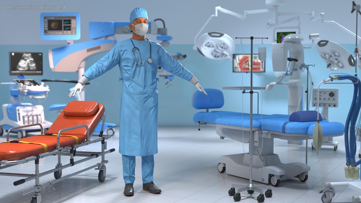 3D model Male Surgeon In Mask