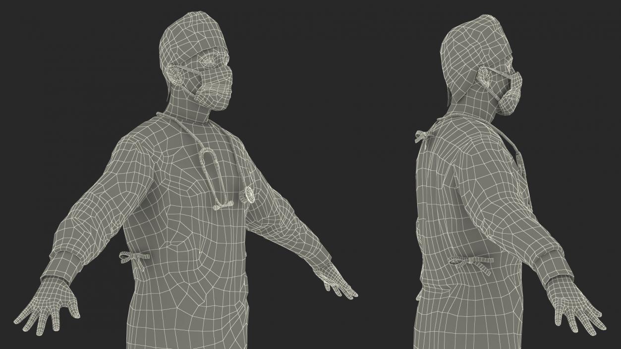 3D model Male Surgeon In Mask