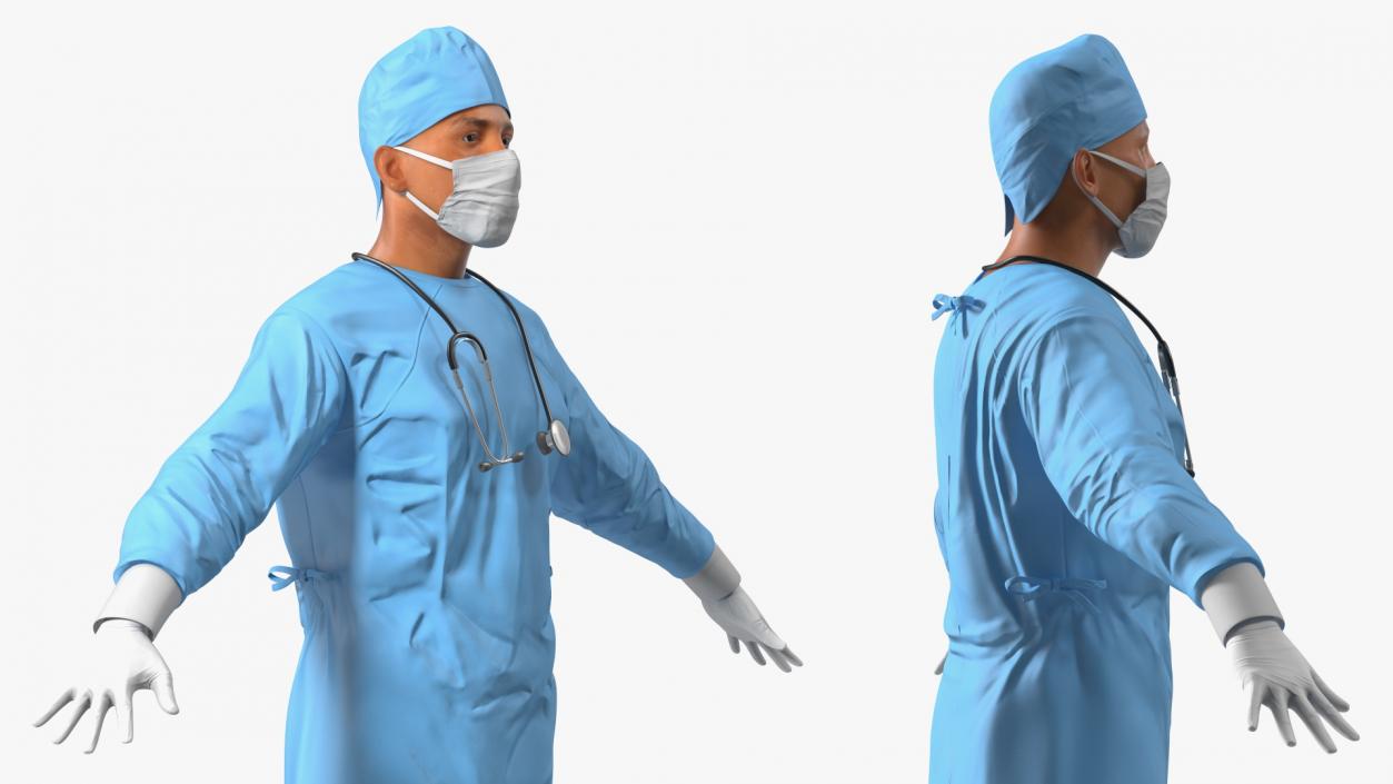 3D model Male Surgeon In Mask