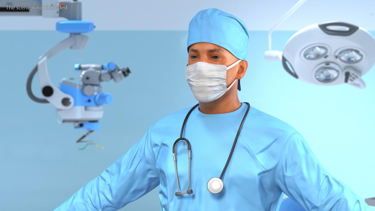 3D model Male Surgeon In Mask