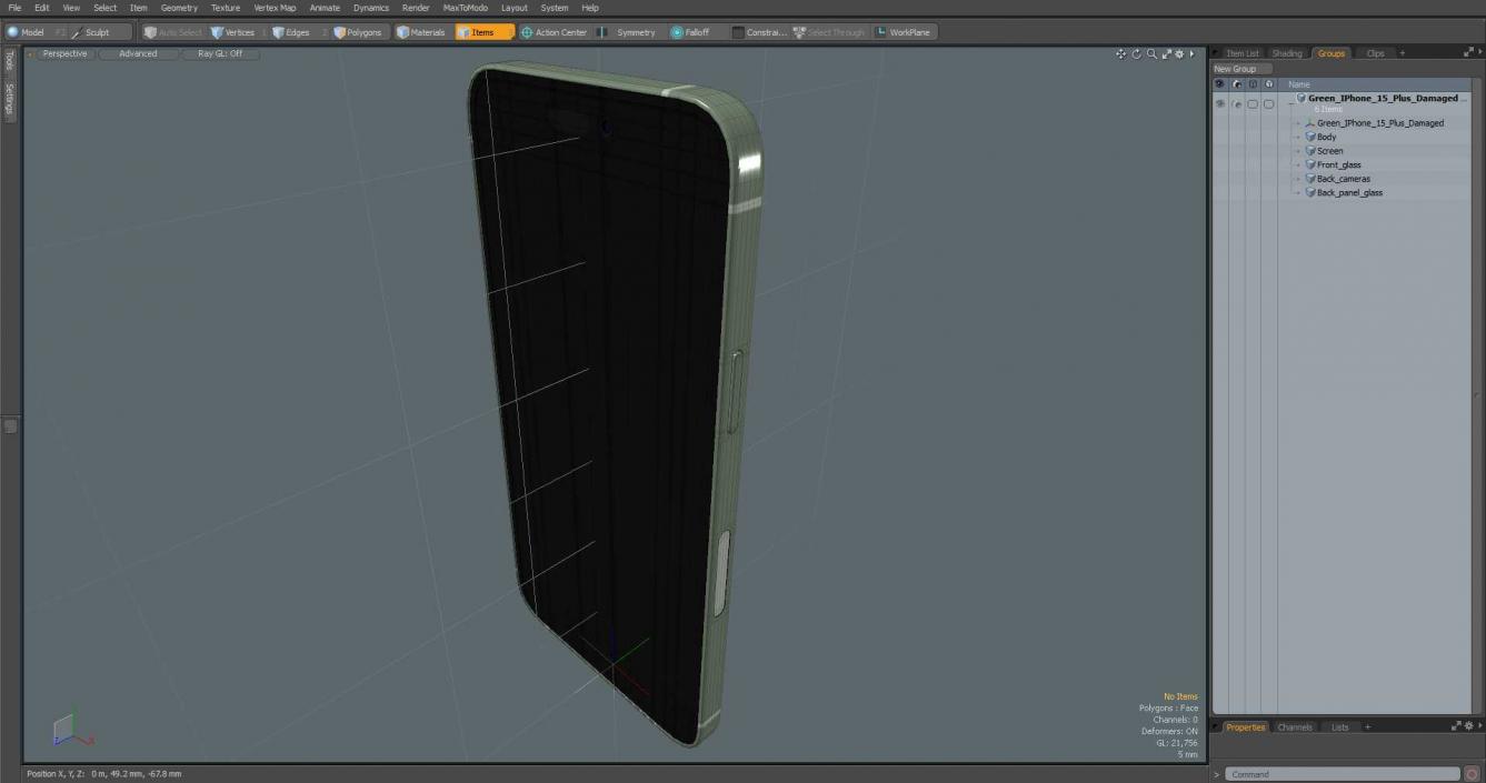 3D model Green IPhone 15 Plus Damaged 2