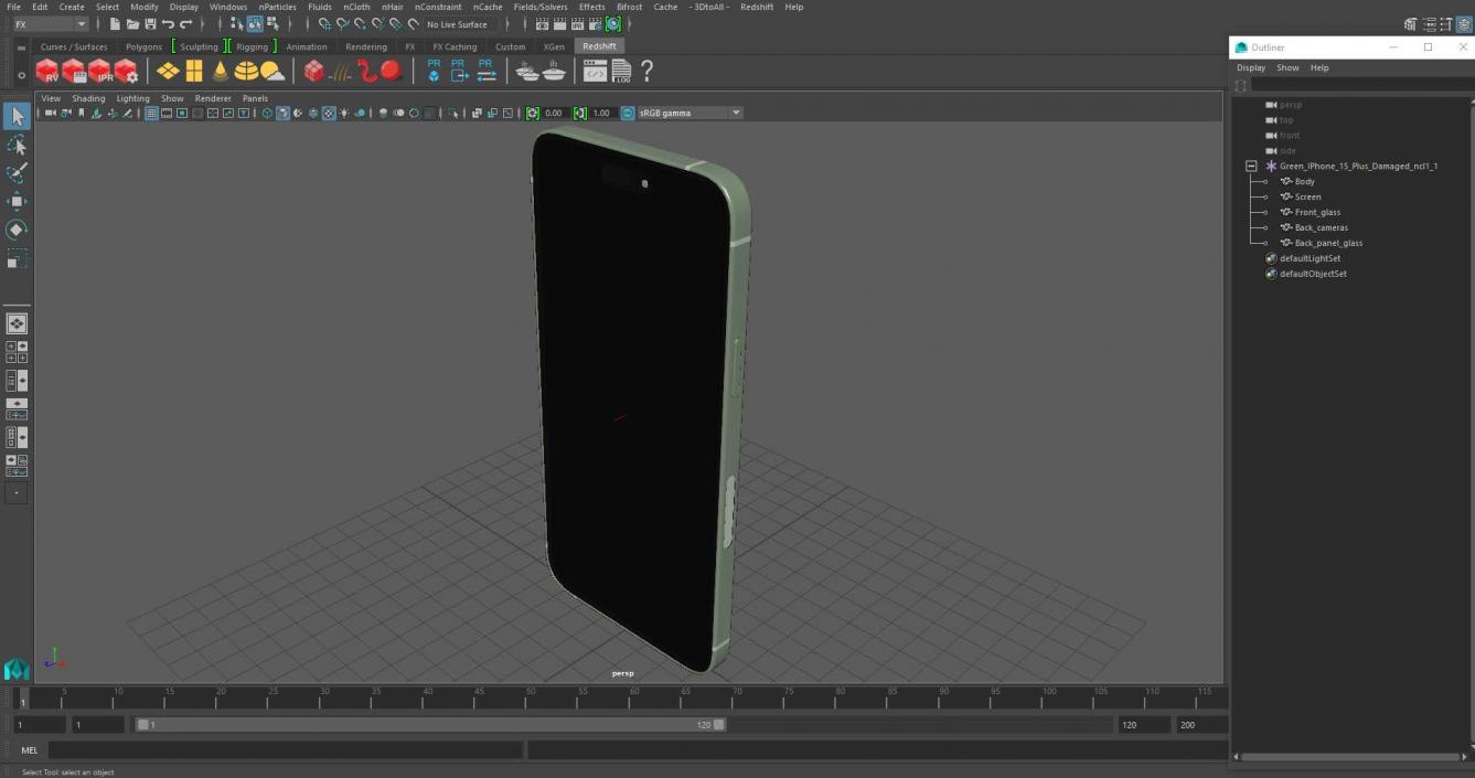 3D model Green IPhone 15 Plus Damaged 2