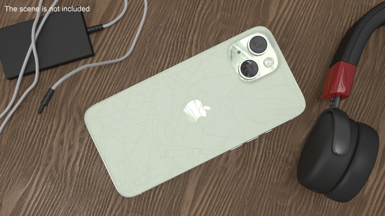 3D model Green IPhone 15 Plus Damaged 2